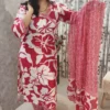 Pink & White Mulmul Handblock Print 3-Piece Set – Angarkha Style