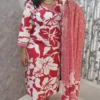 Pink & White Mulmul Handblock Print 3-Piece Set – Angarkha Style