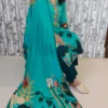 Teal Green Kurti Set with Mirror Work Neckline – Nine2Five