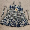 Navy Blue & White Printed Frock with Crochet Flower – For Girls (2–3 Years)