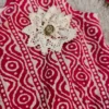 Pink & White Printed Frock with Crochet Flower