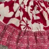 Pink & White Printed Frock with Crochet Flower