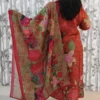 Floral Red Muslin Kurti with Dupatta – 2 Piece Set nine2five