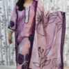 Nine2Five Women's Kurti & Dupatta Set – Pink & Purple Floral, Muslin Cotton Blend, Ethnic Wear
