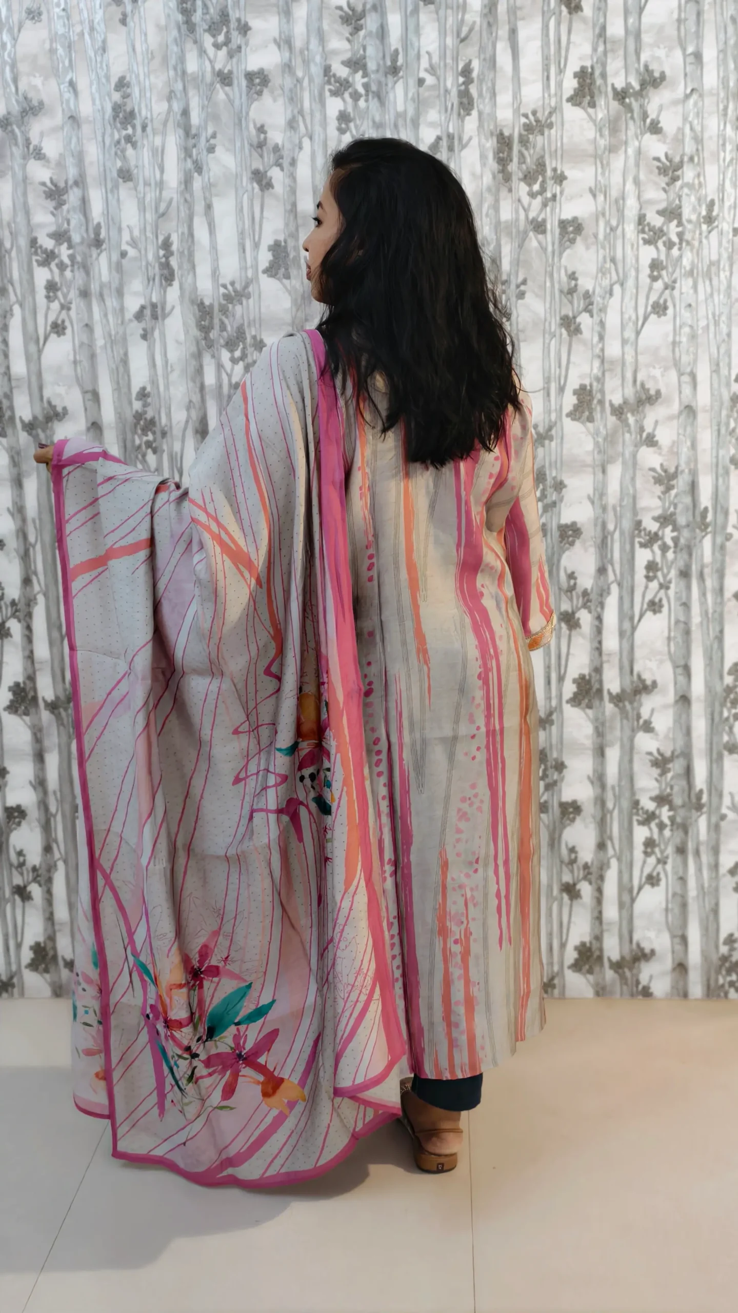 Pastel Striped Muslin Kurti with Dupatta – 2 Piece Set nine2five