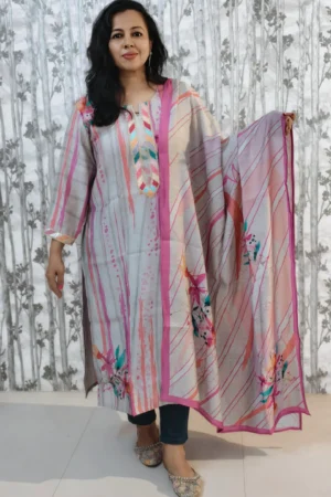 Pastel Striped Muslin Kurti with Dupatta – 2 Piece Set nine2five