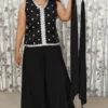 Nine2Five Black Embroidered Kurti Umbrella Palazzo Dupatta Set | 3-Piece Ethnic Co-ord Set