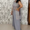 Nine2Five Women’s Grey 3-Piece Kurti Palazzo Set with Dupatta