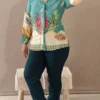 Nine2Five Teal Printed Cotton Shirt Top – Bold Summer Casual Wear