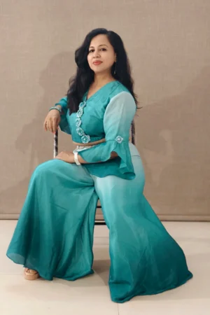 satin ombre palazzo co-ord set for women – wrinkle-free travel outfit