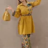 Nine2Five Mustard Abstract Print Cotton Co-Ord Set – Tunic Style