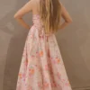 Nine2Five Pastel Pink Floral Halter Neck Seersucker Cotton Dress